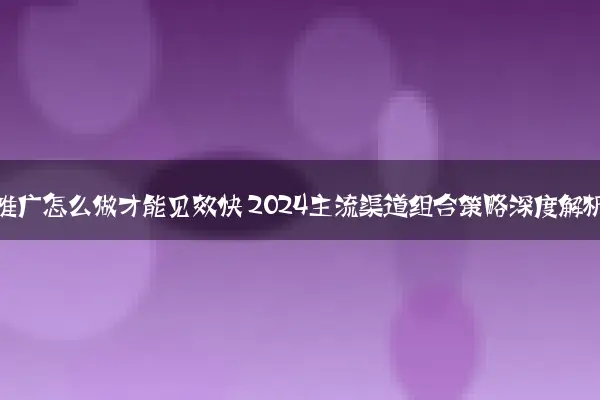 网站推广怎么做才能见效快 2024主流渠道组合策略深度解析