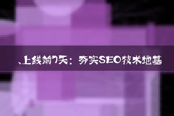 一、上线前7天：夯实SEO技术地基