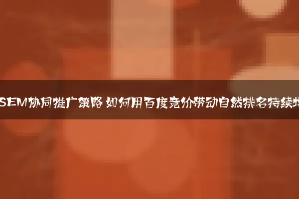 SEO与SEM协同推广策略 如何用百度竞价带动自然排名持续增长