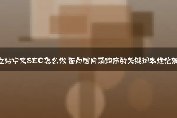 外贸独立站中文SEO怎么做 面向国内采购商的关键词本地化策略
