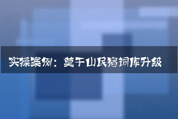 实操案例：莫干山民宿词库升级