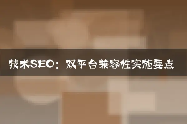 技术SEO：双平台兼容性实施要点