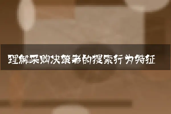 理解采购决策者的搜索行为特征