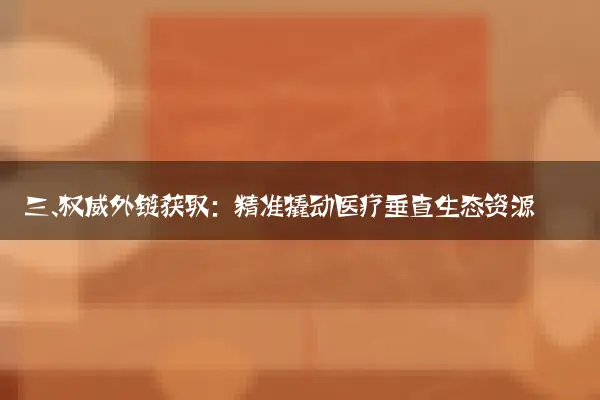 三、权威外链获取：精准撬动医疗垂直生态资源