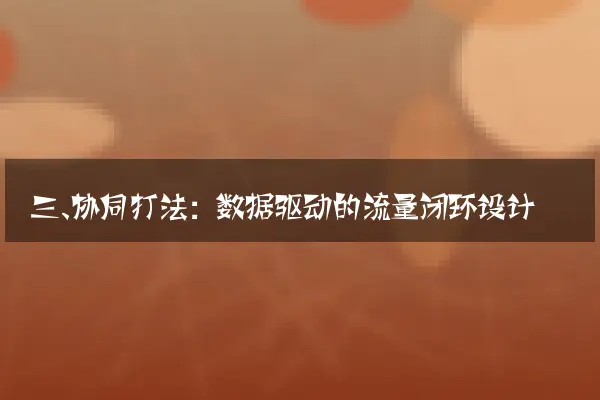 三、协同打法：数据驱动的流量闭环设计