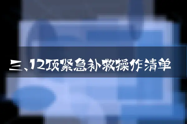 三、12项紧急补救操作清单