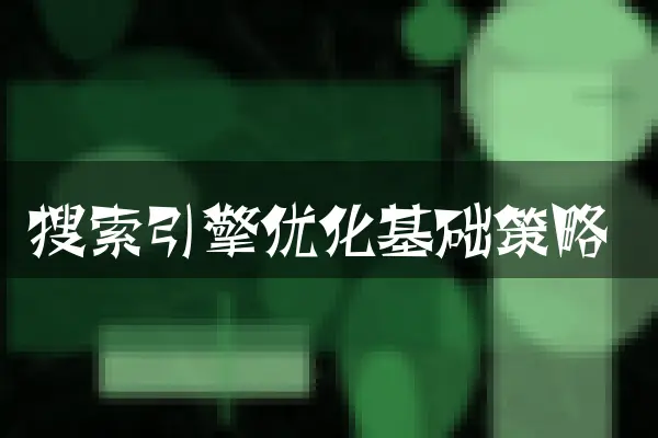 搜索引擎优化基础策略