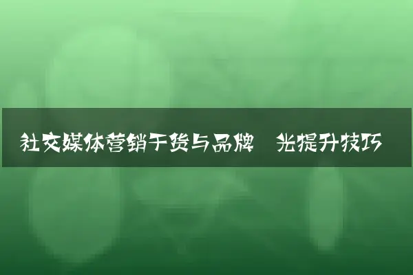 社交媒体营销干货与品牌曝光提升技巧