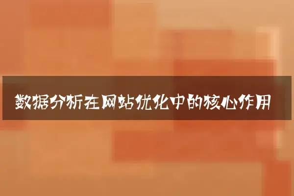 数据分析在网站优化中的核心作用