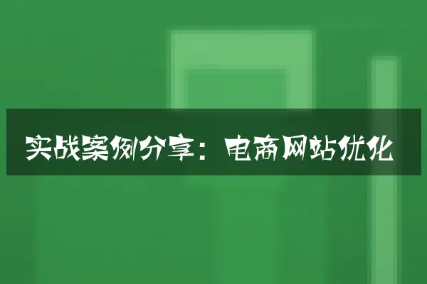 实战案例分享：电商网站优化
