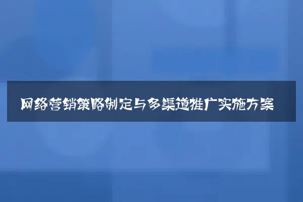 网络营销策略制定与多渠道推广实施方案