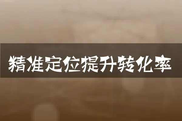 精准定位提升转化率