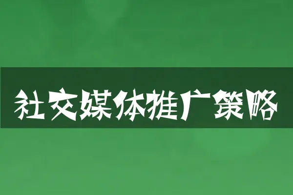 社交媒体推广策略