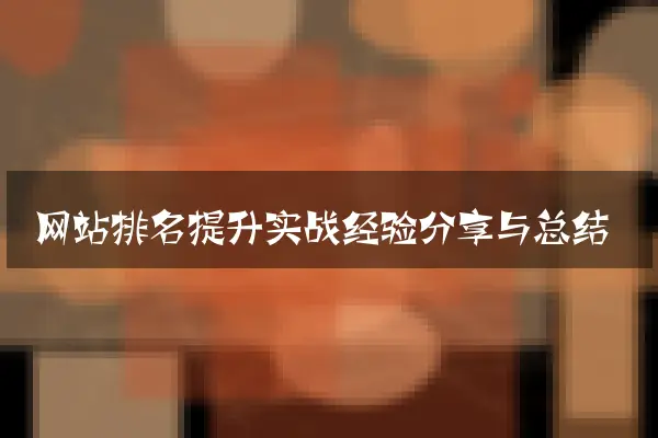 网站排名提升实战经验分享与总结