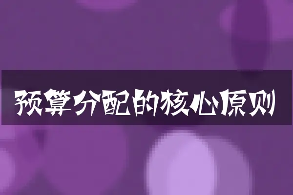 预算分配的核心原则