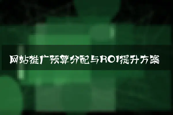 网站推广预算分配与ROI提升方案
