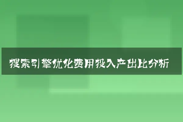 搜索引擎优化费用投入产出比分析