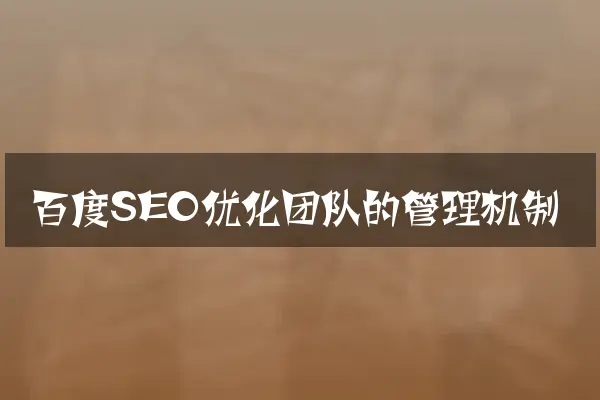 百度SEO优化团队的管理机制