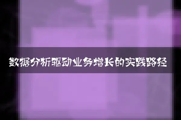 数据分析驱动业务增长的实践路径