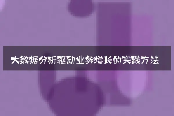 大数据分析驱动业务增长的实践方法