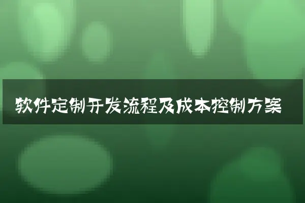软件定制开发流程及成本控制方案