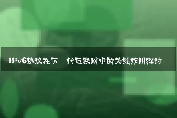IPv6协议在下一代互联网中的关键作用探讨