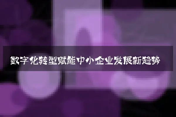数字化转型赋能中小企业发展新趋势