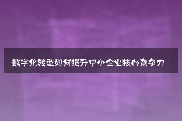 数字化转型如何提升中小企业核心竞争力