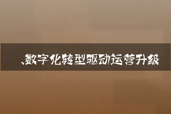 一、数字化转型驱动运营升级