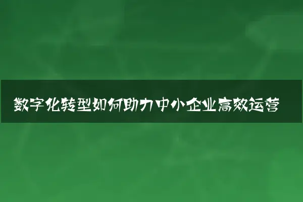 数字化转型如何助力中小企业高效运营